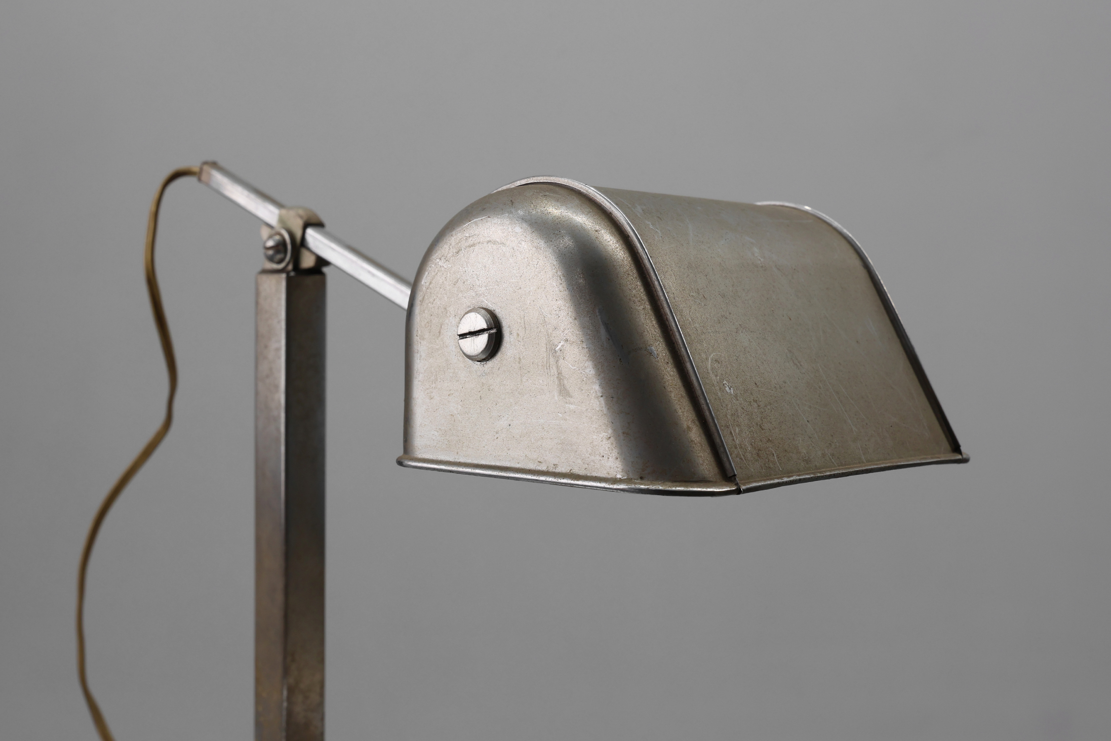 Art Deco Industrial metal and travertin Desk Lamp, Belgium 1930sthumbnail